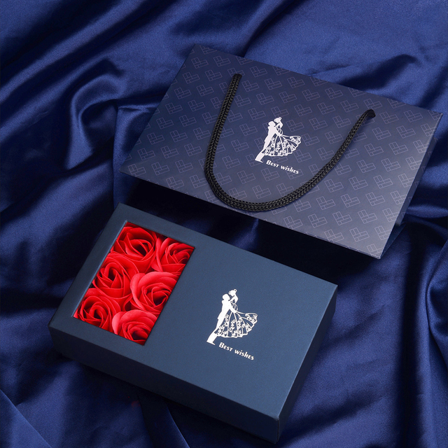 Rose Flower Gift Box with Ribbon Paper Bag