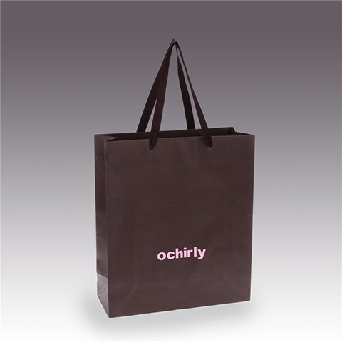 Luxury PU Leather Paper Bag with Ribbon
