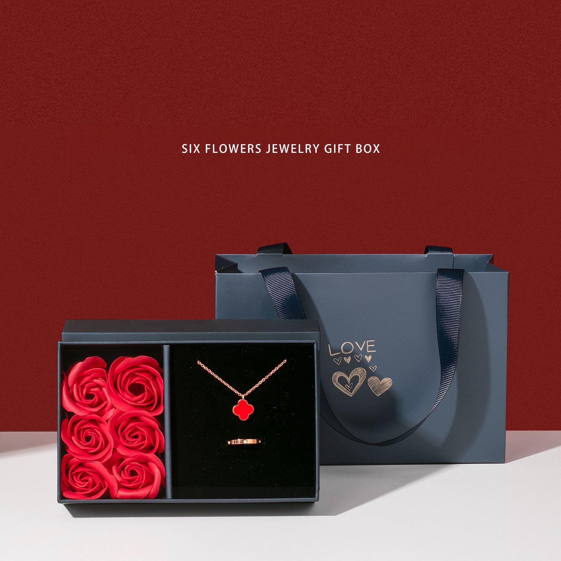 Rose Flower Gift Box with Ribbon Paper Bag