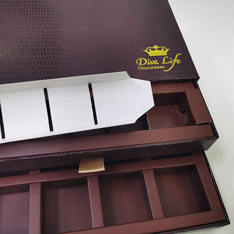 Special PU Leather Paper with Double-drawer,the Luxury Chocolate Packaging