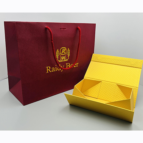 Luxury PU Leather Paper Bag with Ribbon