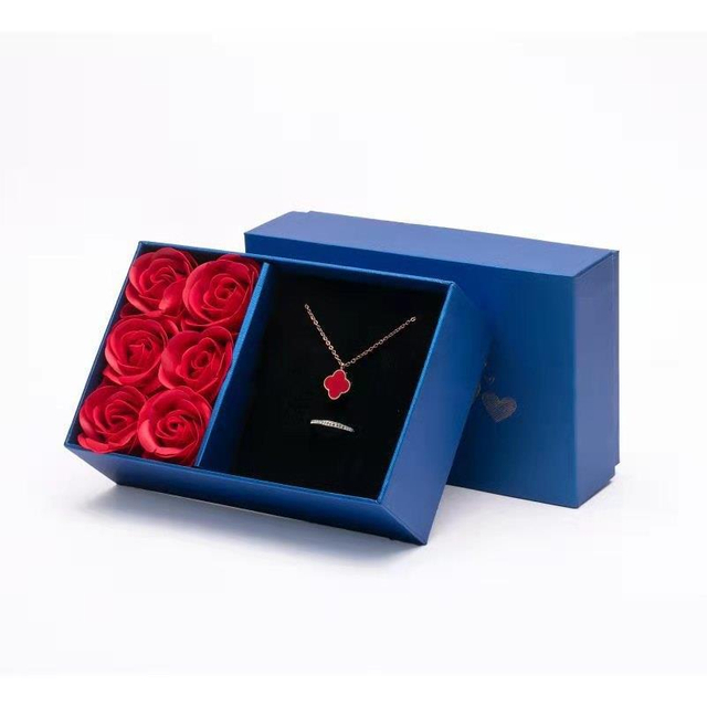 Rose Flower Gift Box with Ribbon Paper Bag